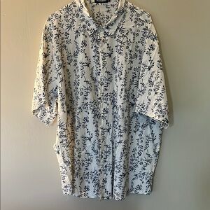 Alfani Blue and White Casual Button Down Shirt